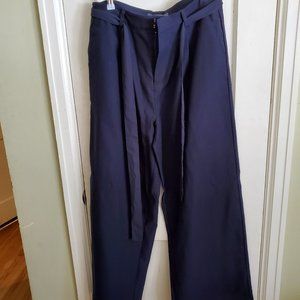 ModCloth The Savannah Wide-Leg Pants Waist Tie Sash Pleated Trousers in Navy,